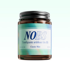 NOBS frasco de vidrio frontal mostrando diseño ecológico y almacenamiento seguro