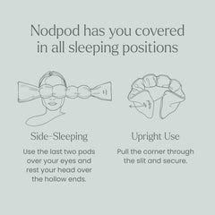 nodpod antifaz usado en cama mostrando bloqueo de luz y descanso