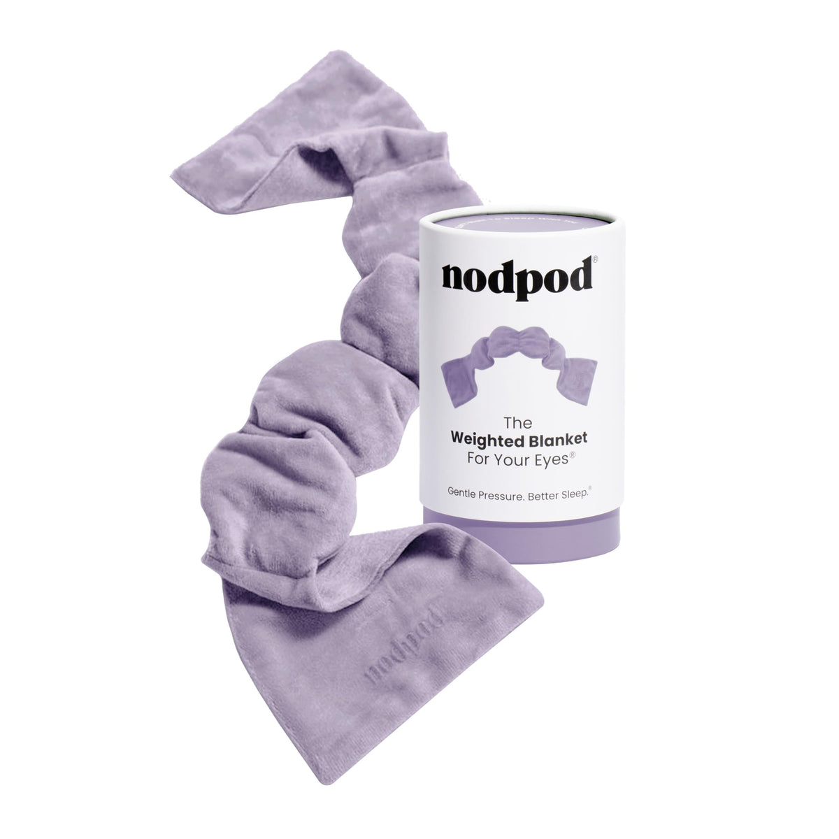 nodpod antifaz frontal mostrando ajuste y bloqueo de luz para descanso