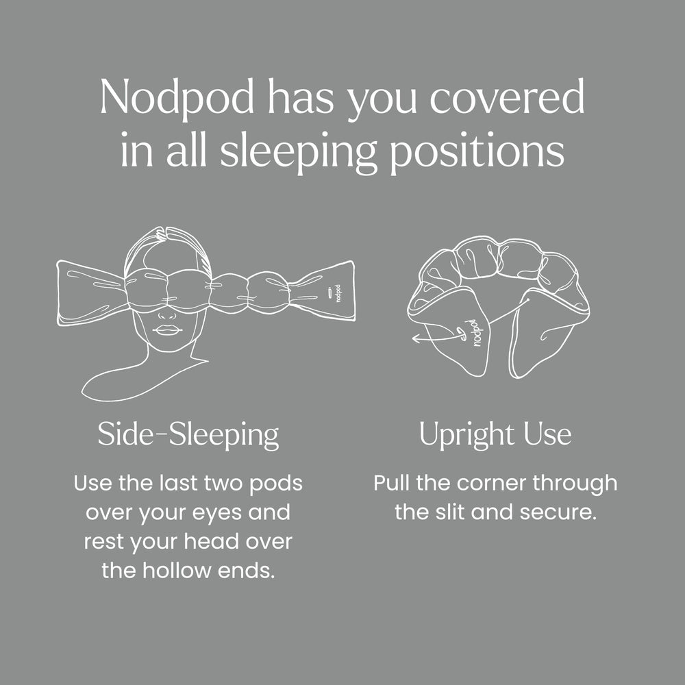 nodpod persona durmiendo de lado con la máscara para sueño más reparador