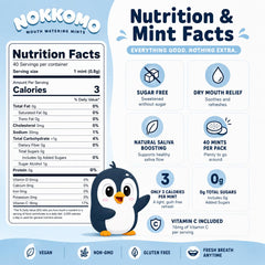 Nokkomo etiqueta del frasco destacando ingredientes naturales y fórmula sin azúcar