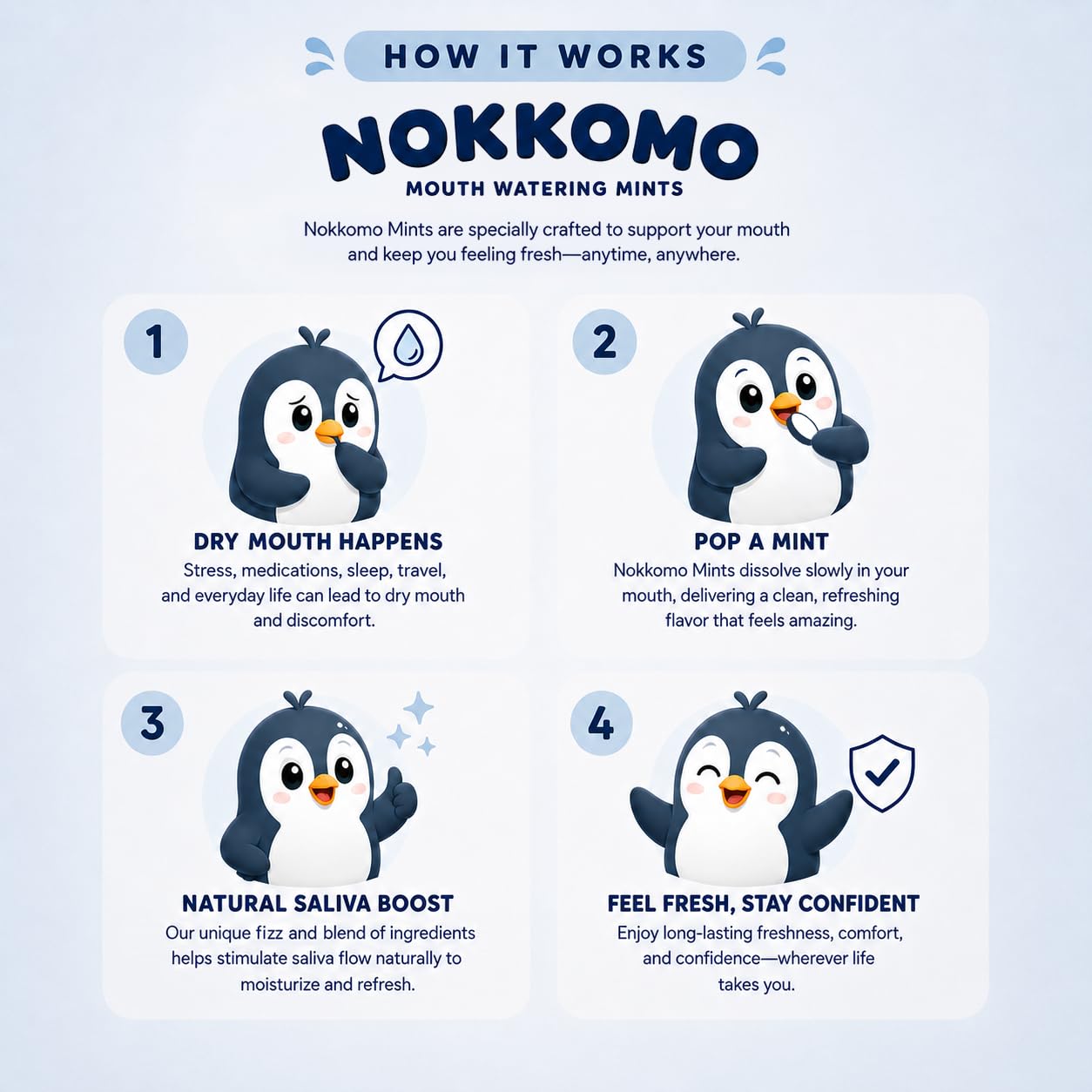 Nokkomo primer plano de una pastilla efervescente disolviéndose, acción rápida y refrescante