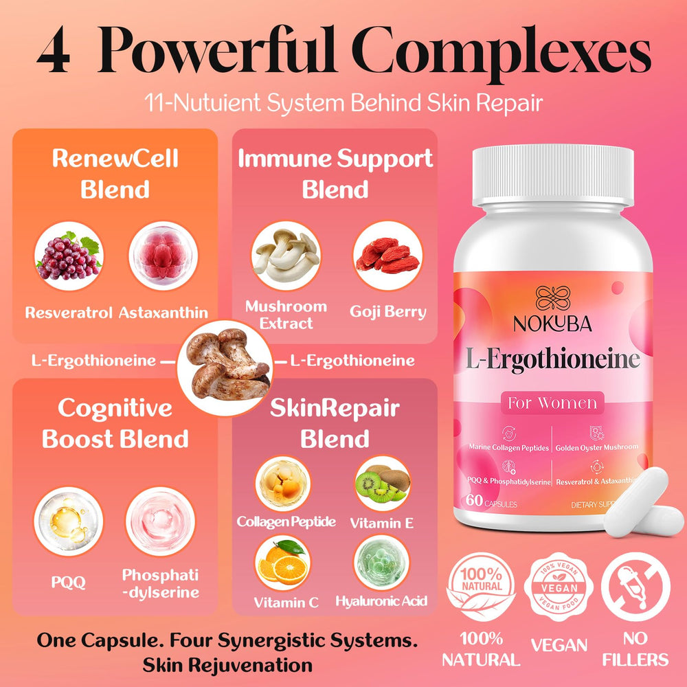 Nokuba cápsulas de colágeno con hialurónico para hidratación de la piel