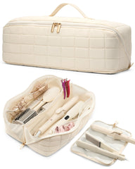 Noldena estuche frontal beige mostrando cierre y diseño, ideal para viajar
