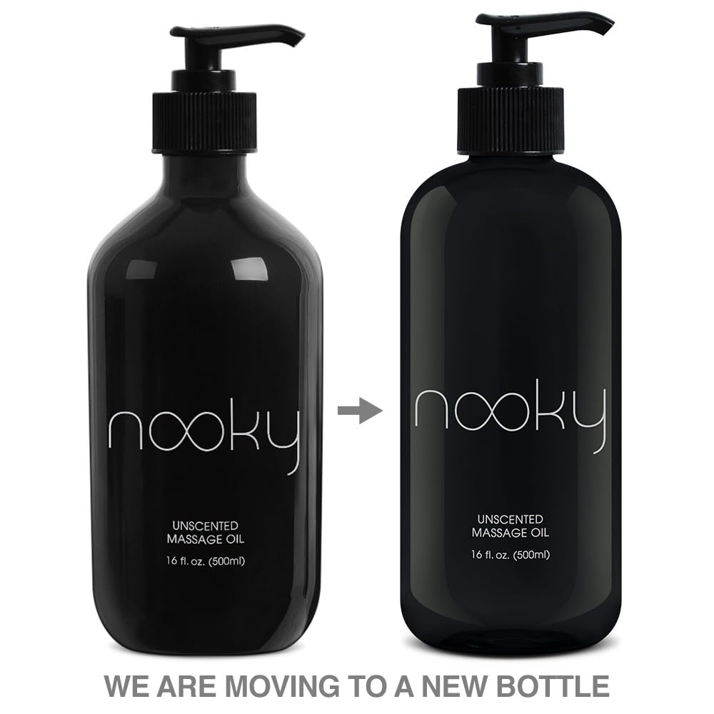 NOOKY ambiente de baño con la botella cerca de toallas para una rutina de cuidado