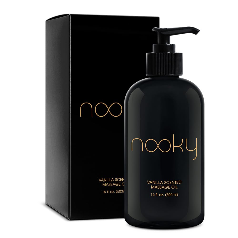 NOOKY frasco frontal 16 oz mostrando diseño y capacidad, ideal para masajes