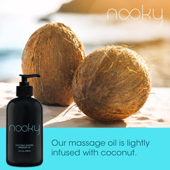 NOOKY cocos e ingredientes mostrando la fuente del aroma y sensación natural