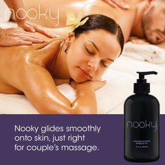 NOOKY masaje en pareja en cuarto relajado, facilita contacto íntimo