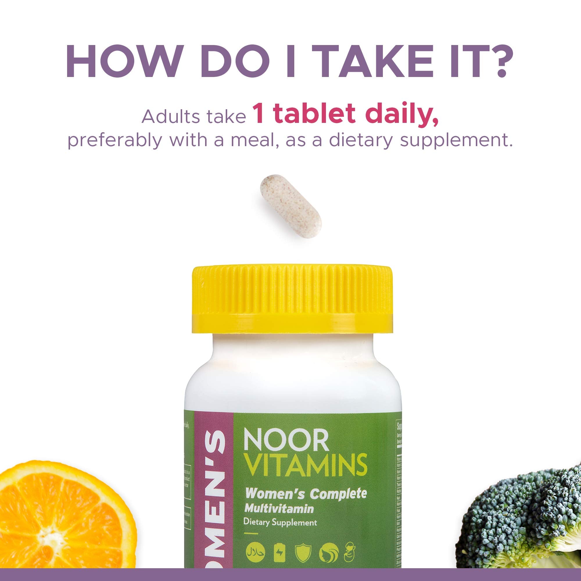 Etiqueta Noor Vitamins con lista de ingredientes y beneficios
