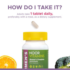 Etiqueta Noor Vitamins con lista de ingredientes y beneficios