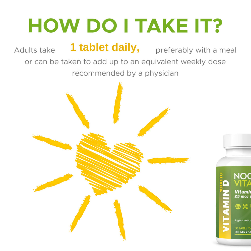 Noor Vitamins frasco junto a comida y vaso para toma diaria fácil