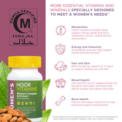 Comparación de tamaño Noor Vitamins con moneda para escala clara