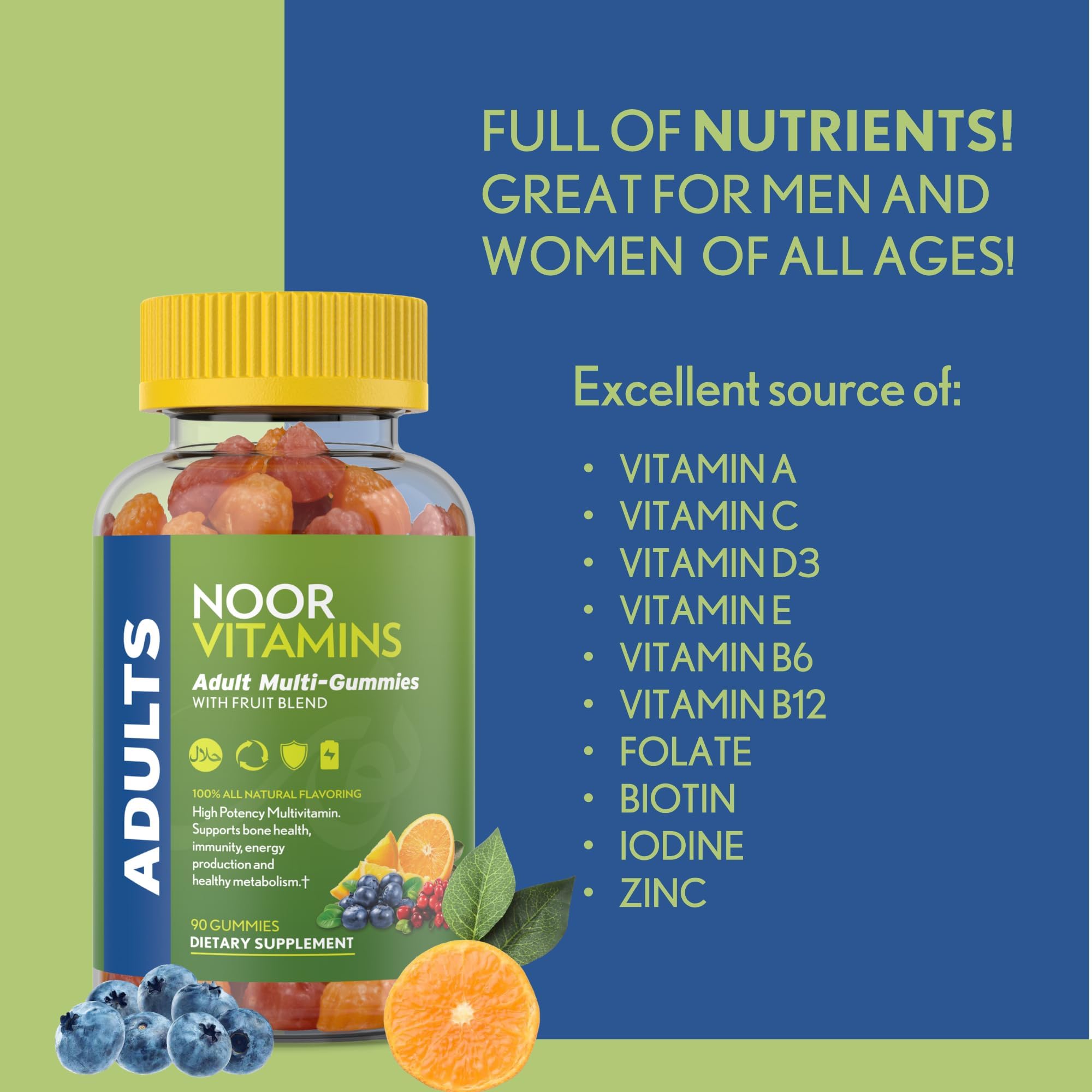 Noor Vitamins textura de la gomita en primer plano que resalta la suavidad y facilidad de masticar