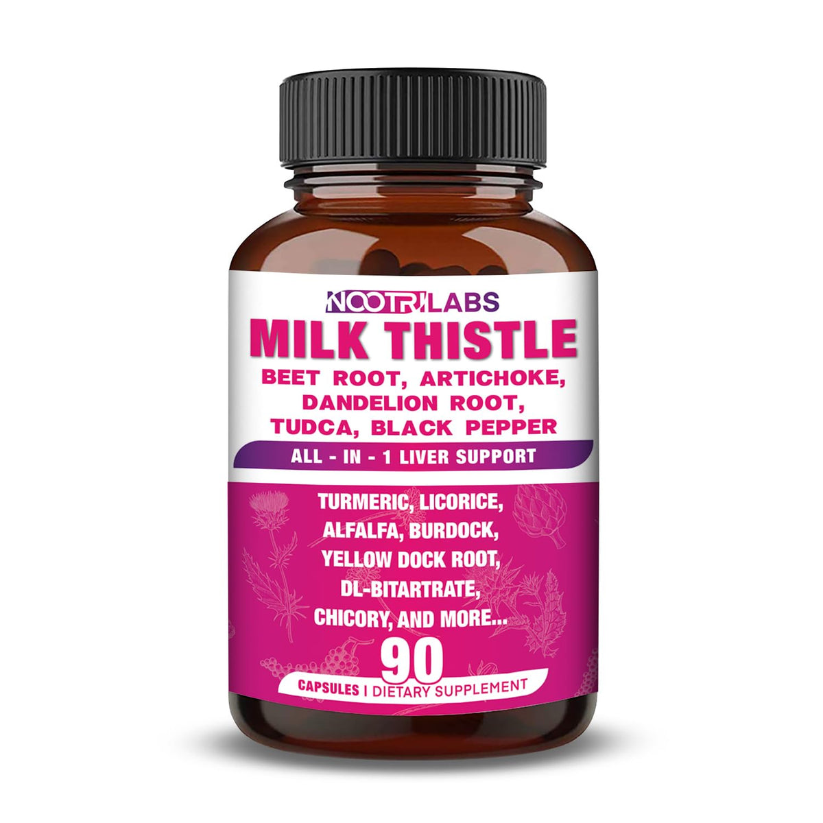 Nootrilabs Naturals frasco delantero mostrando 90 cápsulas, conveniencia vegana