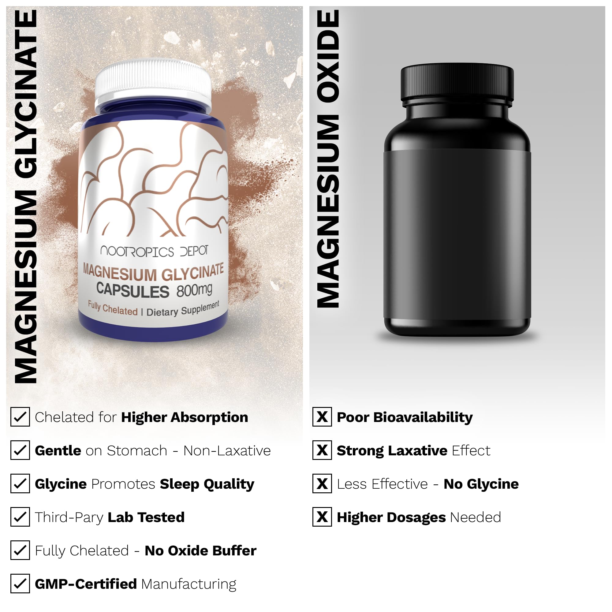 Nootropics Depot cápsulas sobre mesa sugerencia de uso diario y conveniencia