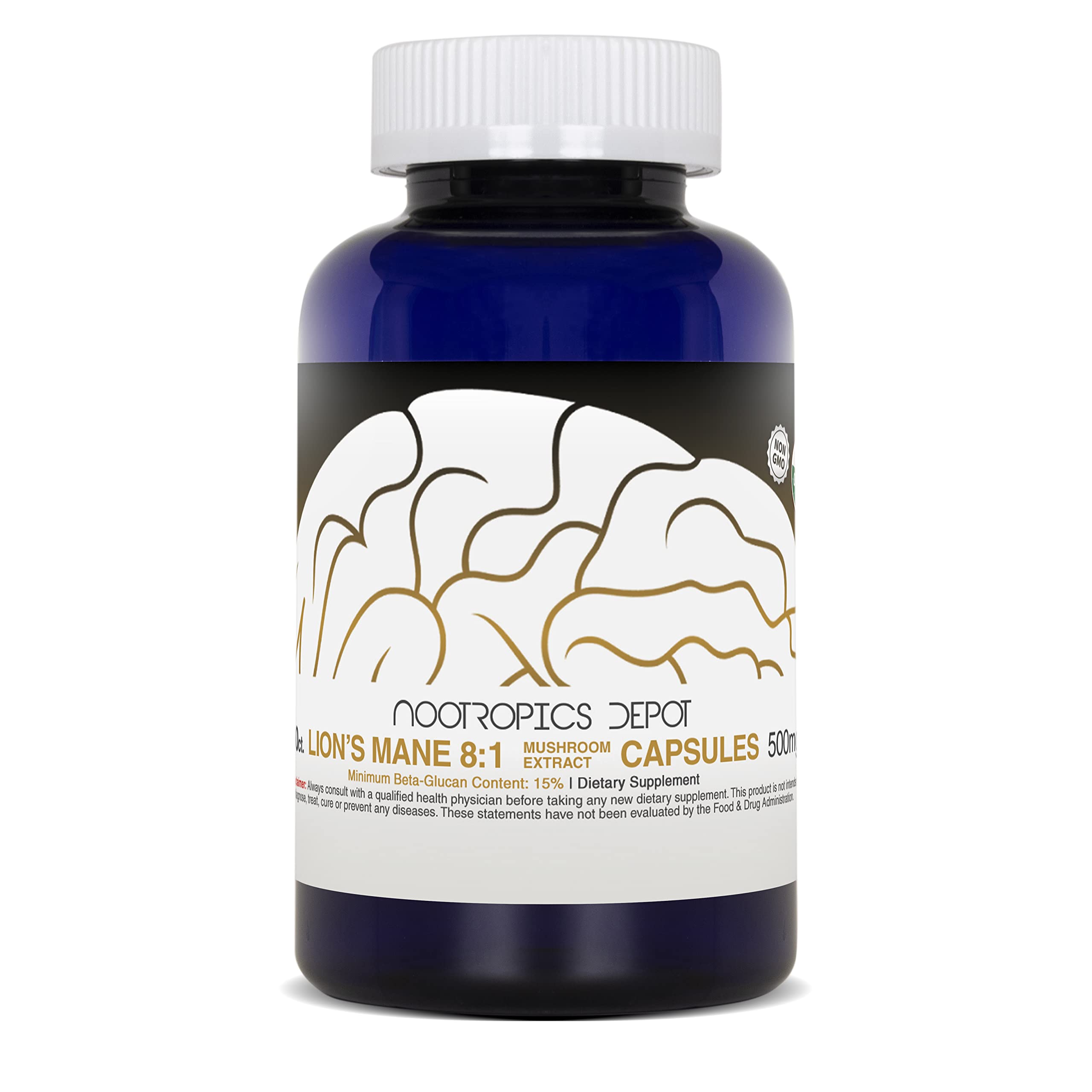Nootropics Depot cápsulas junto a moneda para comparar tamaño
