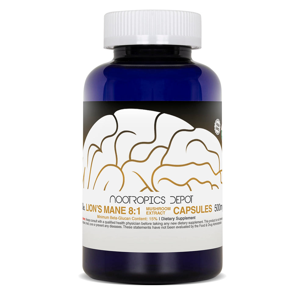 Nootropics Depot cápsulas junto a moneda para comparar tamaño