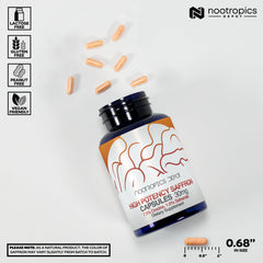 Nootropics Depot detalle de etiqueta con información de crocinas y safranales