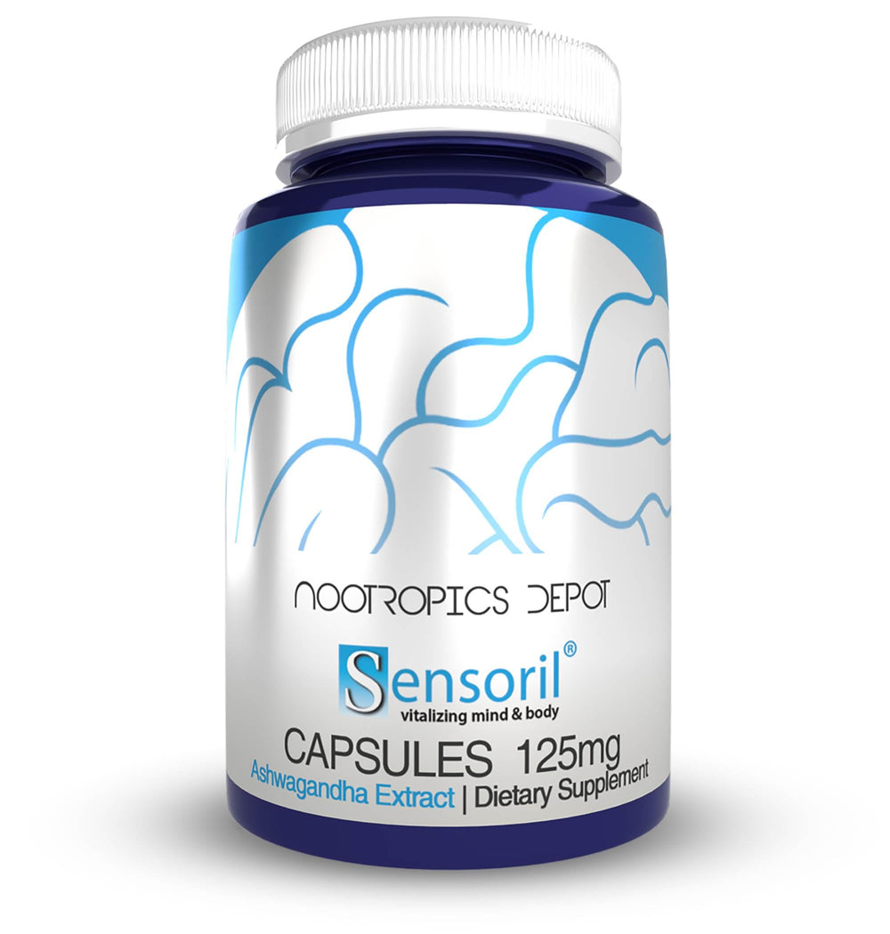 Nootropics Depot envase frontal con etiqueta clara y dosificación visible
