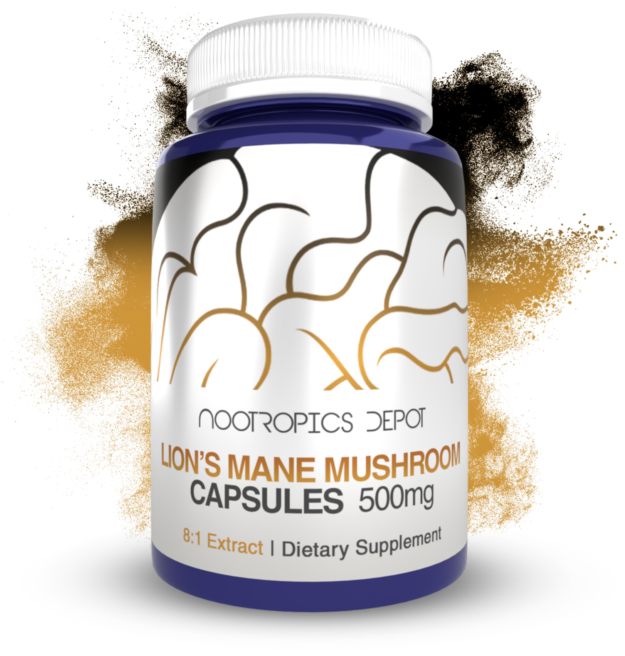 Nootropics Depot frasco frontal mostrando etiqueta y beneficios