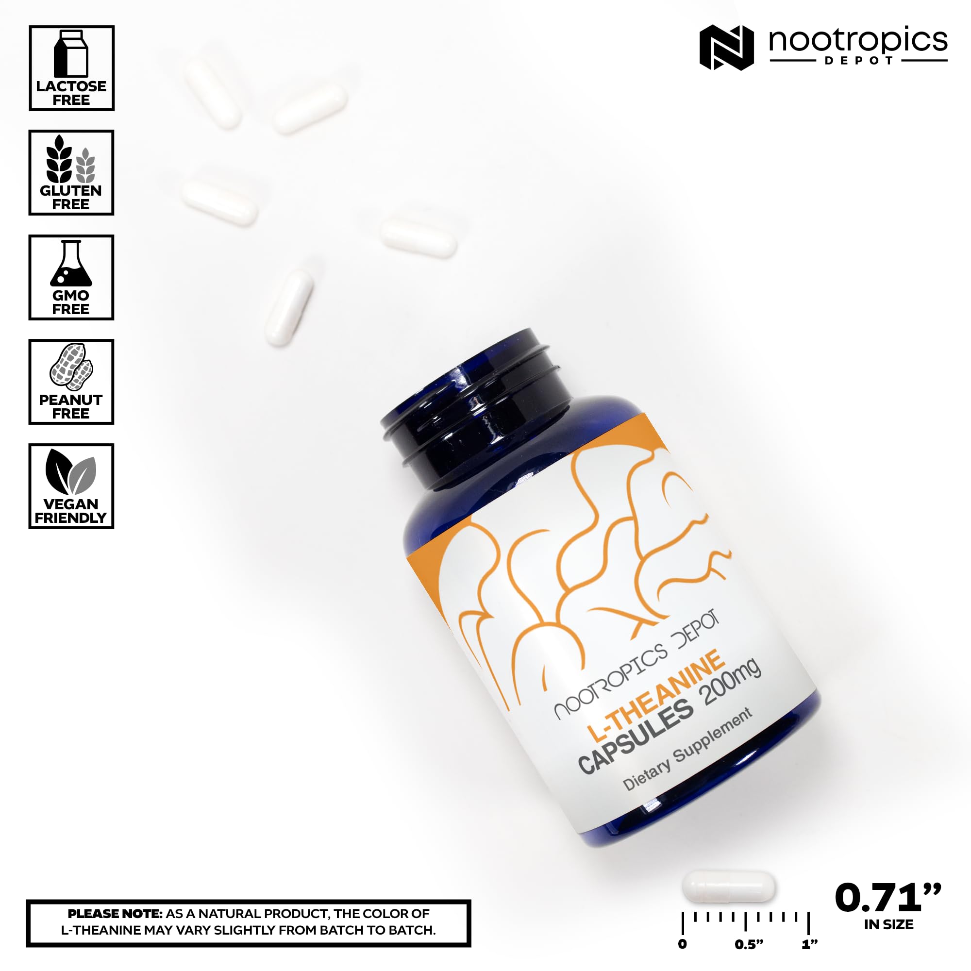 Nootropics Depot cápsula en primer plano revela textura y tamaño cómodo