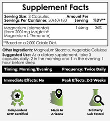 Nootropics Depot Magtein cápsulas en la mano para visualizar dosis y facilidad de uso