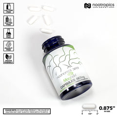 Nootropics Depot Magtein etiqueta detallada destacando patente y pruebas de pureza