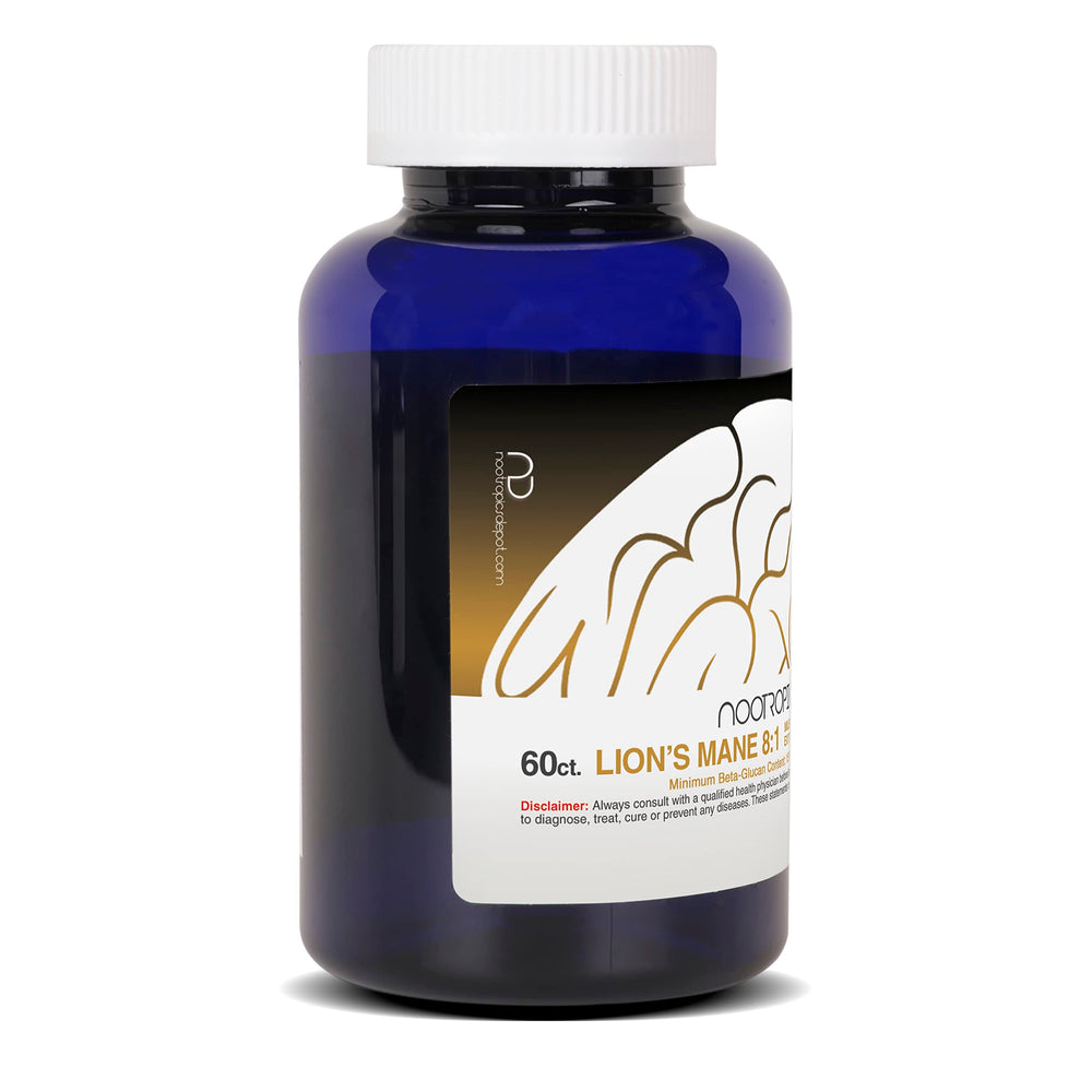 Nootropics Depot ingredientes crudos y extracto sobre mesa