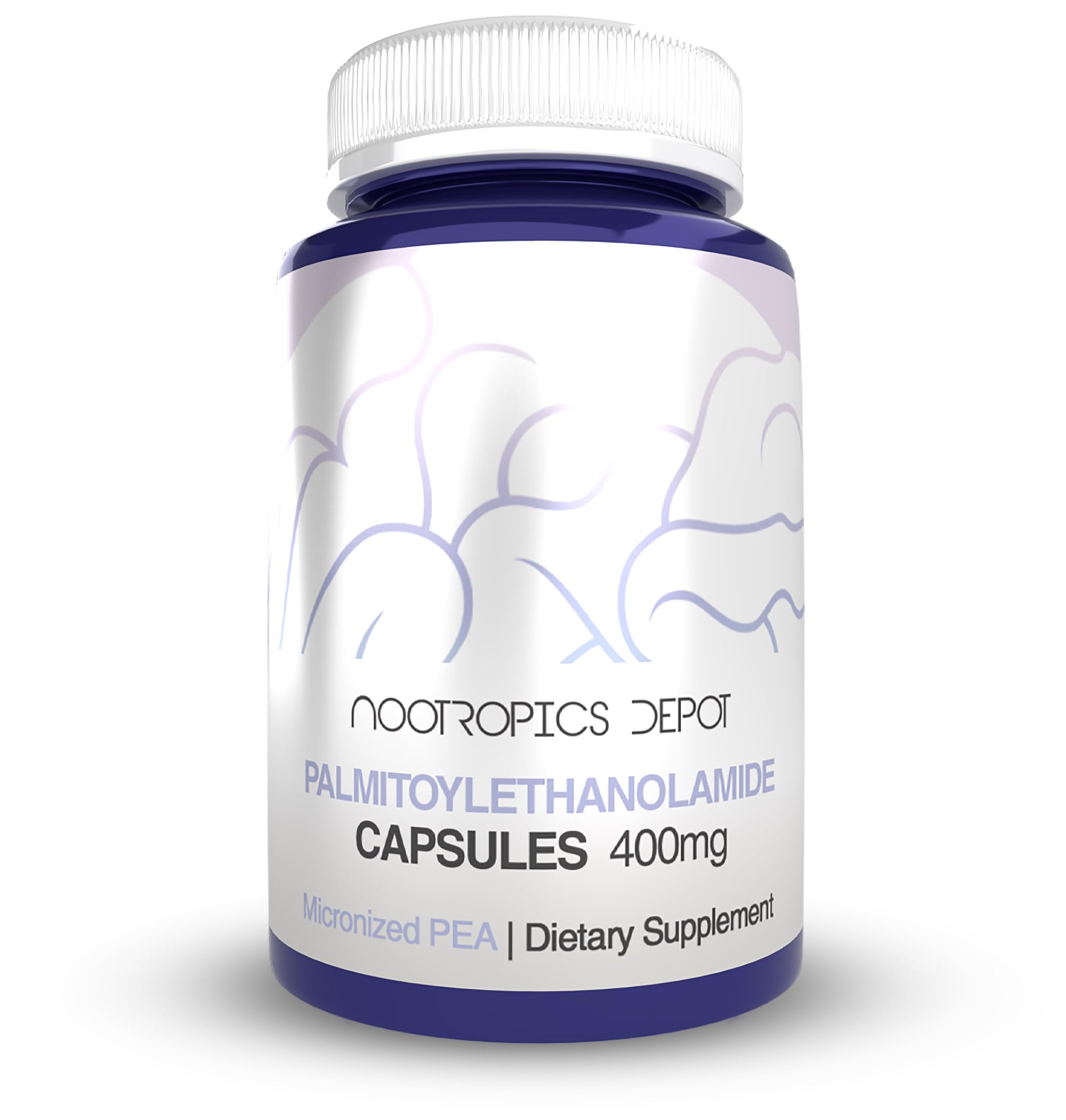 Nootropics Depot PEA envase frontal mostrando la presentación y tamaño