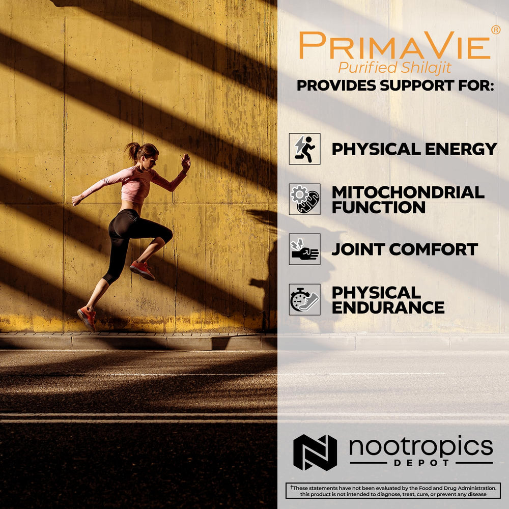 Nootropics Depot PrimaVie uso antes de entrenamiento para energía sostenida