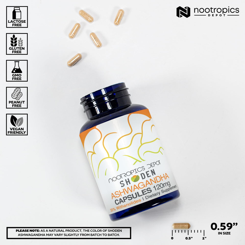 Nootropics Depot envase abierto con cápsulas para ver cantidad disponible