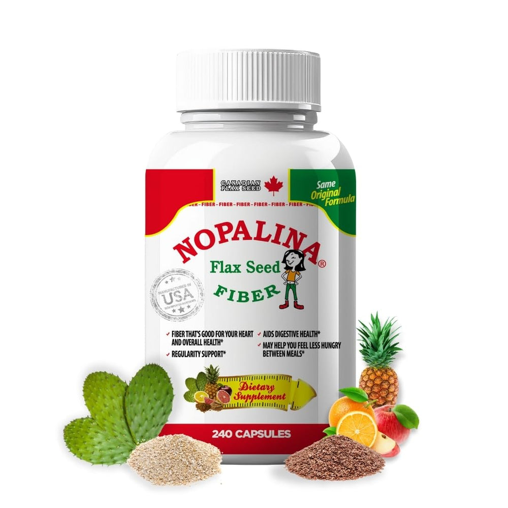 Nopalina frente del envase mostrando 240 cápsulas y beneficios claros