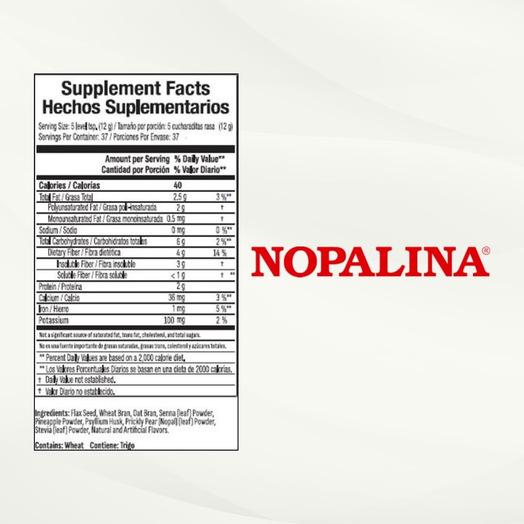 Nopalina cucharada medidora con producto, guía visual de la porción recomendada