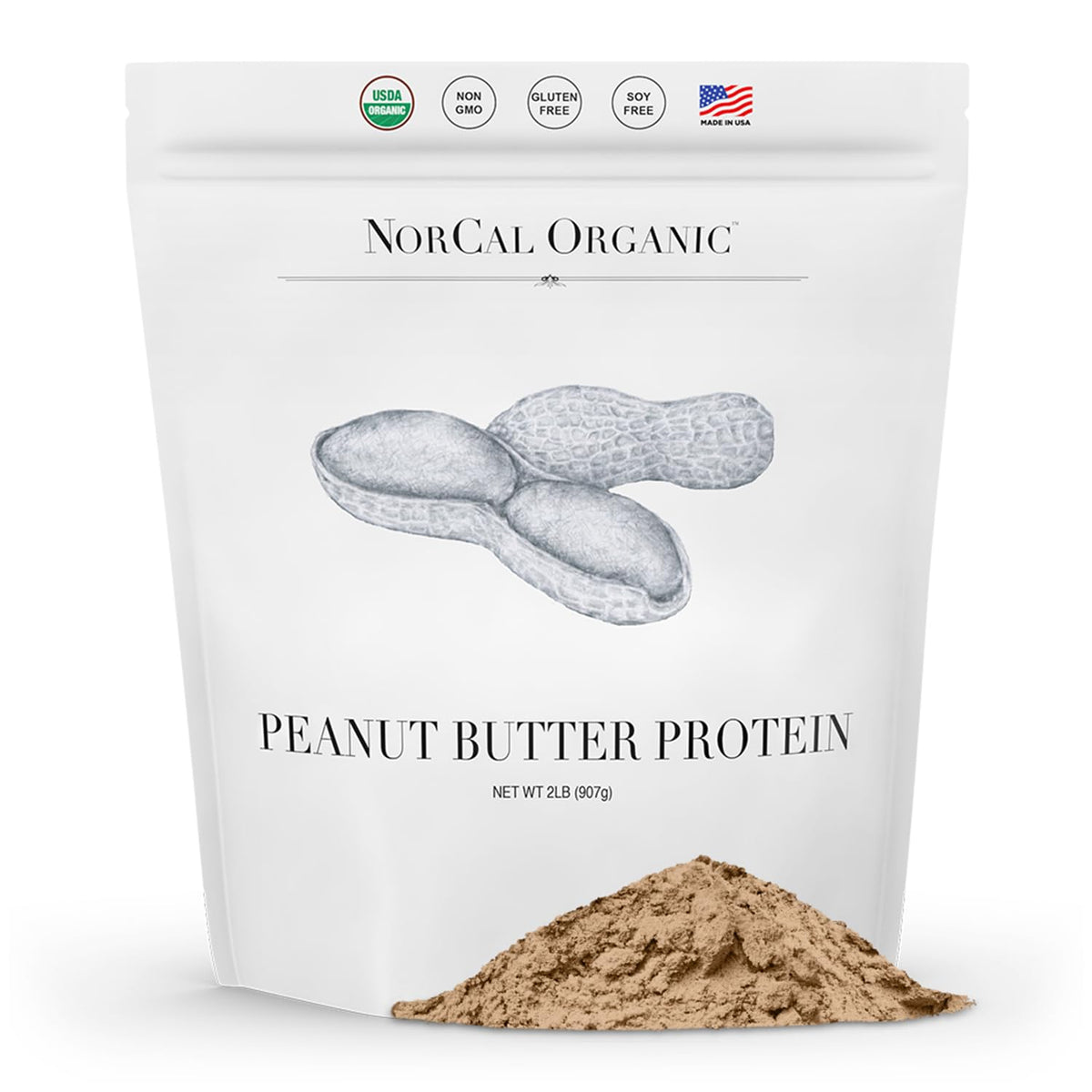 NorCal Organic frente del envase mostrando producto y beneficio proteico