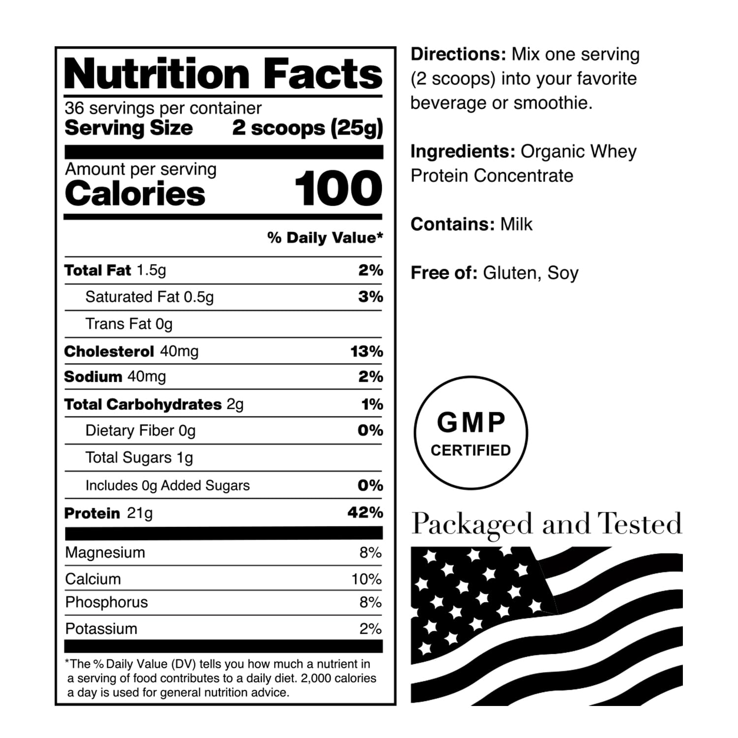 NorCal Organic foco en ingrediente único 100% suero orgánico y sin aditivos