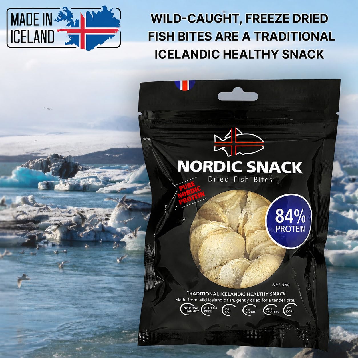 Nordic Catch bocaditos servidos en un bol listos para consumir como snack saludable