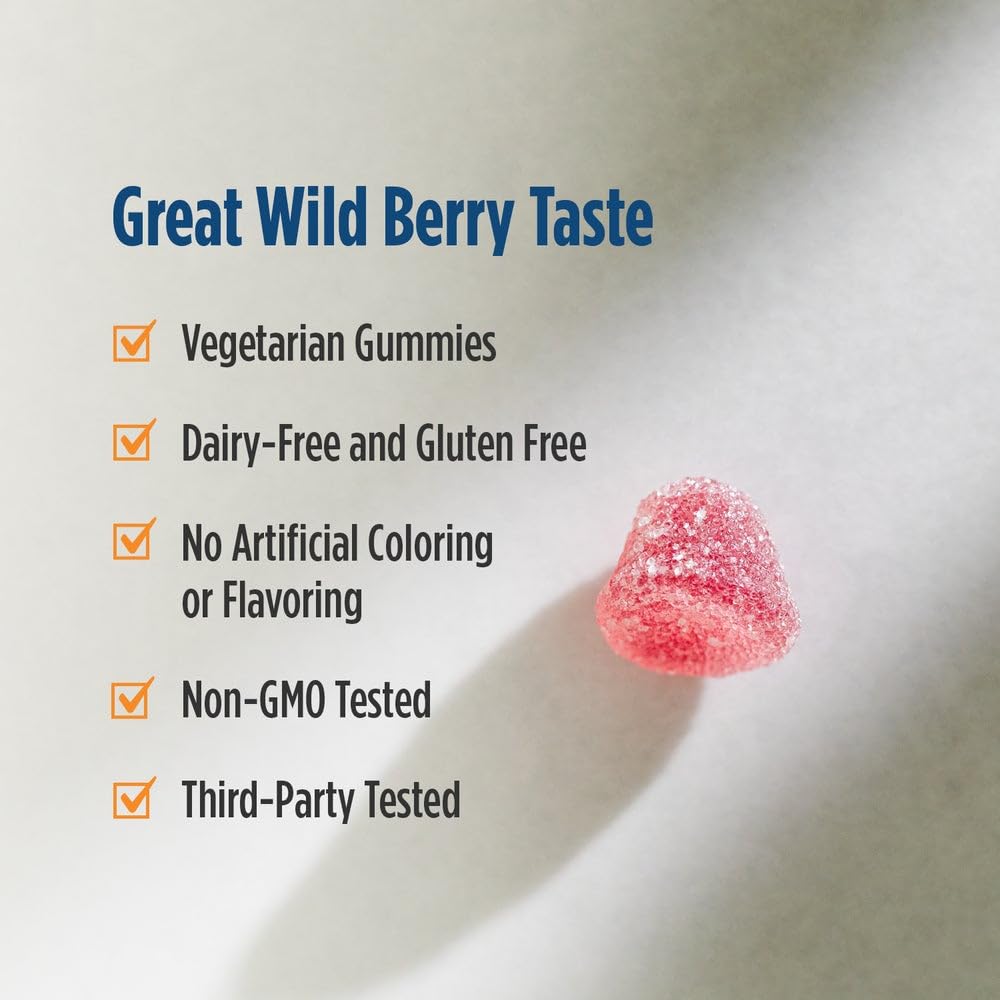 Nordic Naturals frasco abierto con gomitas visibles para conveniencia diaria