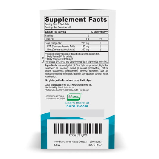 cápsula abierta mostrando textura de aceite de algas, Nordic Naturals beneficio de absorción
