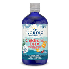 Nordic Naturals botella frontal con sabor fresa mostrando etiqueta clara y tamaño