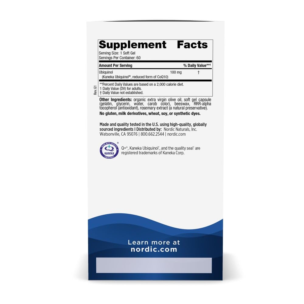 Nordic Naturals cápsula blanda de ubiquinol en primer plano para fácil ingestión