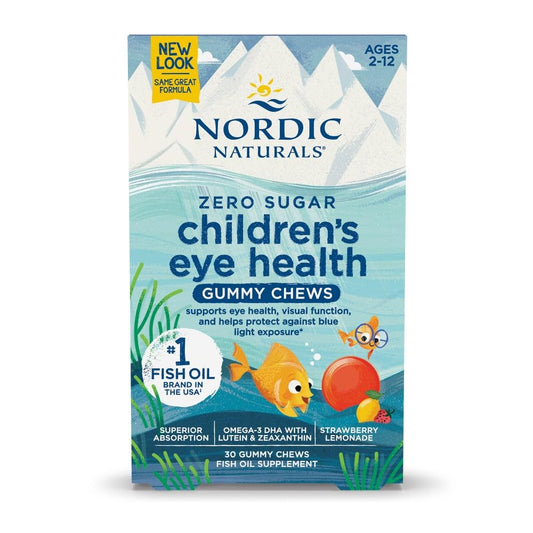 Nordic Naturals caja frontal mostrando beneficios visuales y sin azúcar