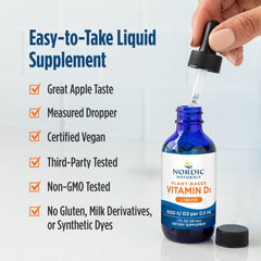 Nordic Naturals gotas añadidas a bebida demostrando fácil incorporación diaria