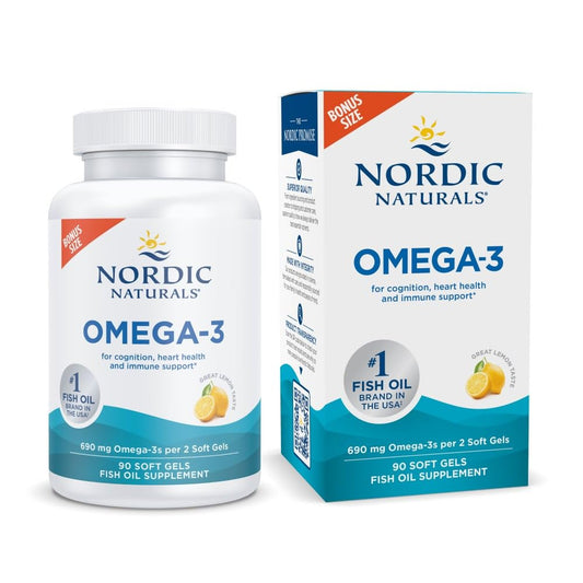 Nordic Naturals frasco frente que muestra el etiquetado y pureza