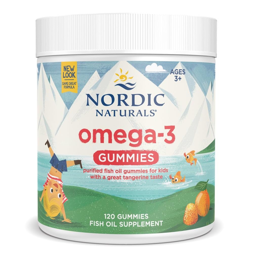 Nordic Naturals frasco frontal mostrando 120 gomitas y etiqueta clara