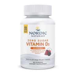 Nordic Naturals frasco frontal mostrando el envase y beneficios diarios