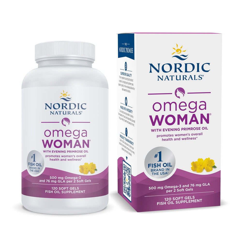 Nordic Naturals frente del envase mostrando 120 cápsulas y confianza