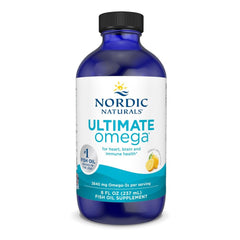 Nordic Naturals frente del envase Ultimate Omega Liquid muestra tamaño 8oz y marca