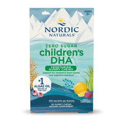 Nordic Naturals empaque frontal mostrando gominolas y beneficio DHA