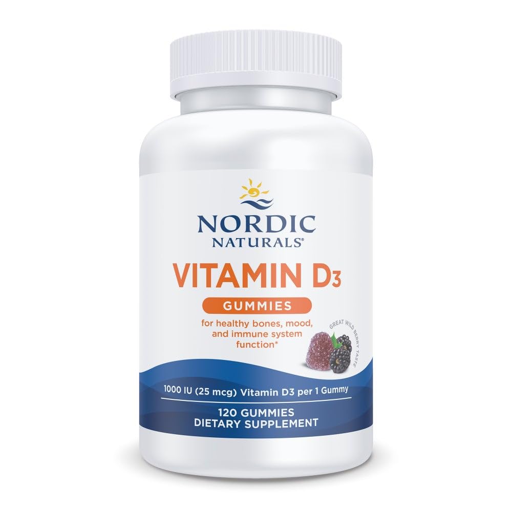 Nordic Naturals envase frontal mostrando sabor wild berry y beneficios claros