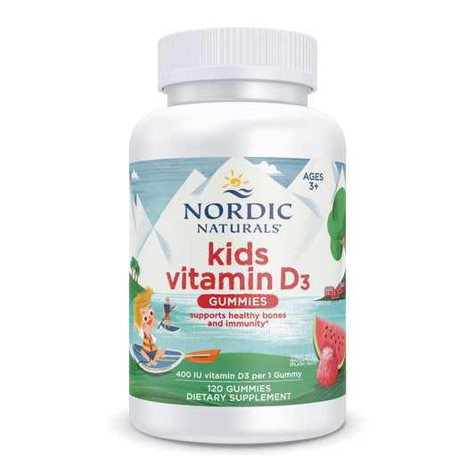 Nordic Naturals frasco frontal con gomitas sandía beneficios para niños